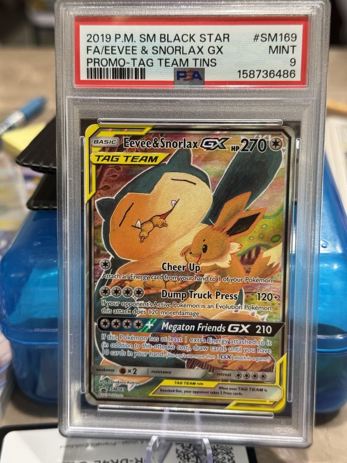 Pokemon Eevee & Snorlax GX #SM169 Promo Tag Team PSA 9