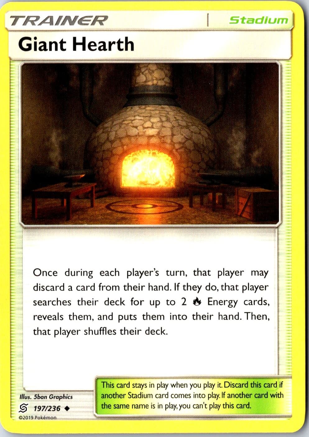Giant Hearth 197/236 Unified Minds Uncommon Pokemon Near Mint