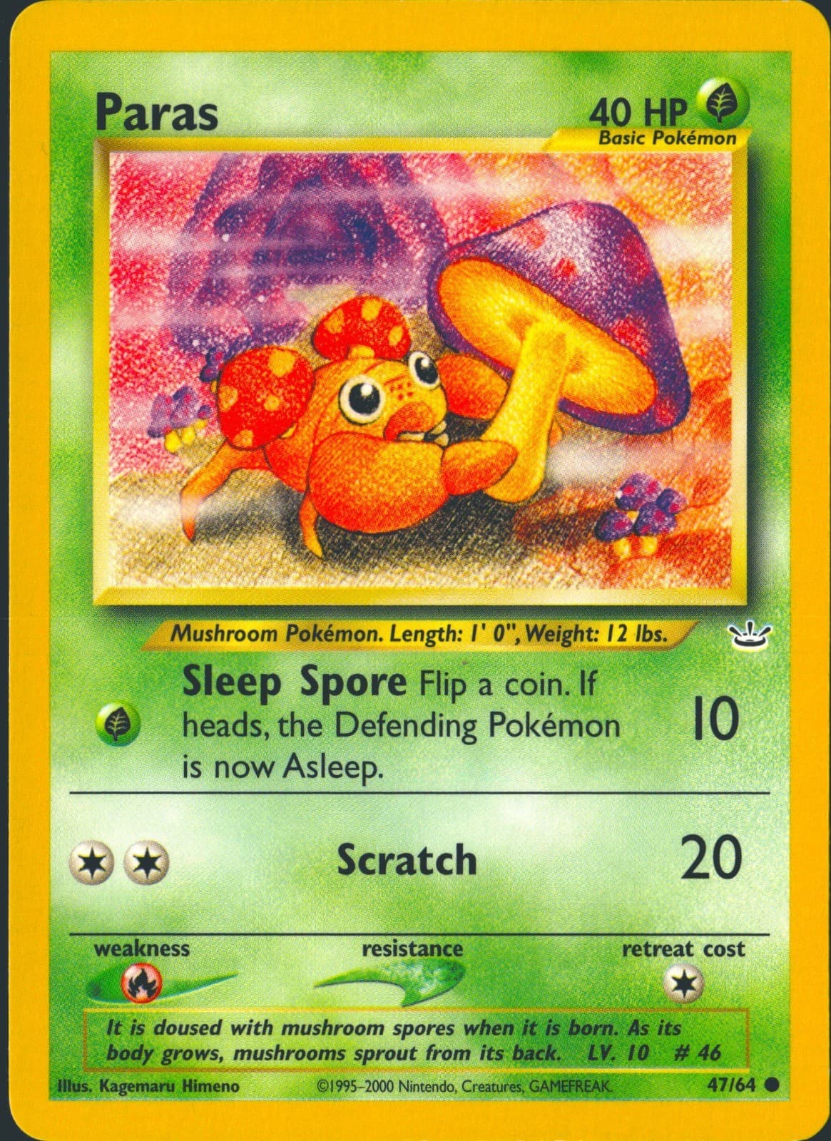Paras 47/64 Common Neo Revelation Pokemon Unlimited Lightly Played