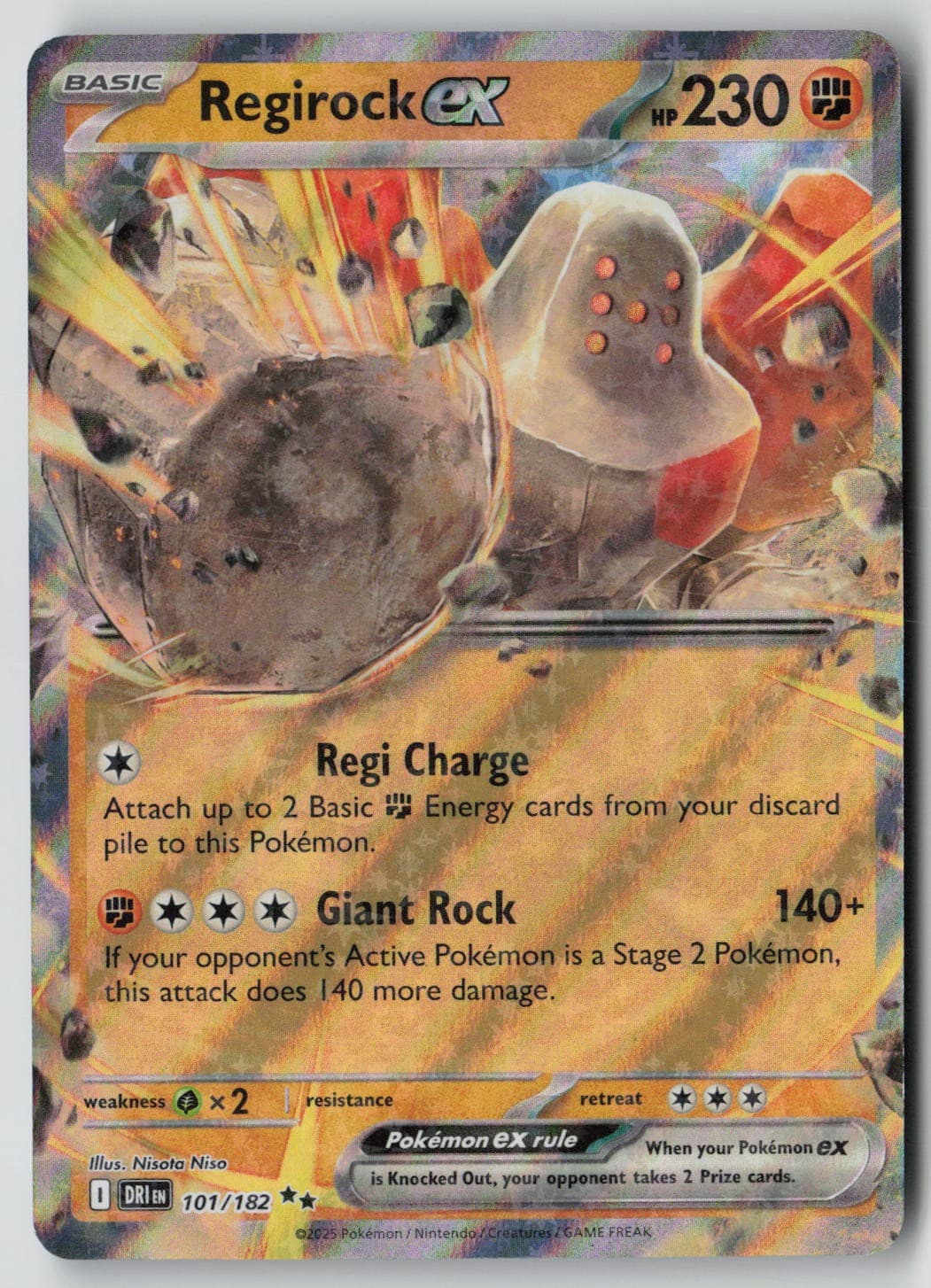 Regirock ex 101/182 Double Rare Destined Rivals Pokemon Holo NM
