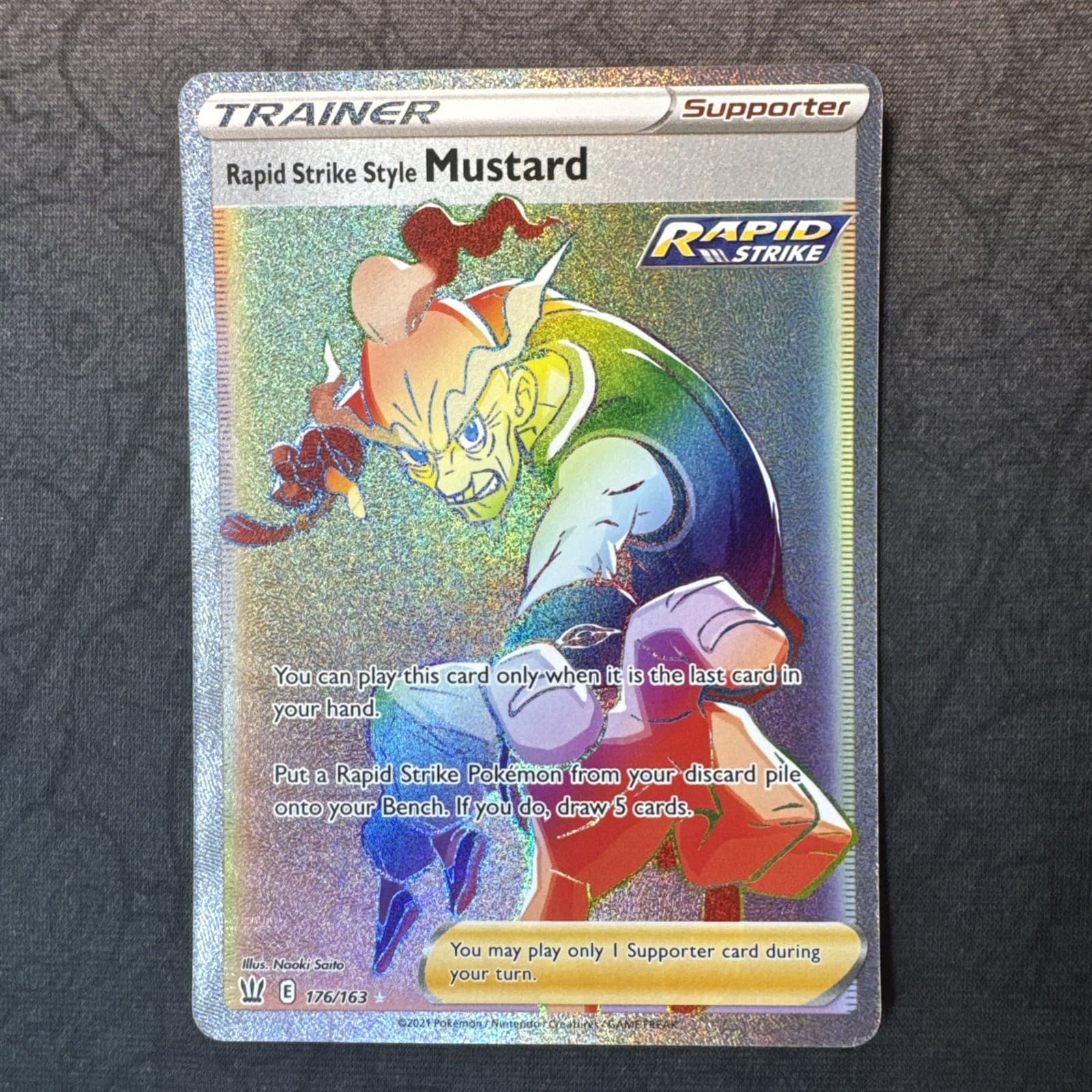 Rapid Strike Style Mustard (Secret) 176/163 Swsh05: Battle Styles Holo Pokemon