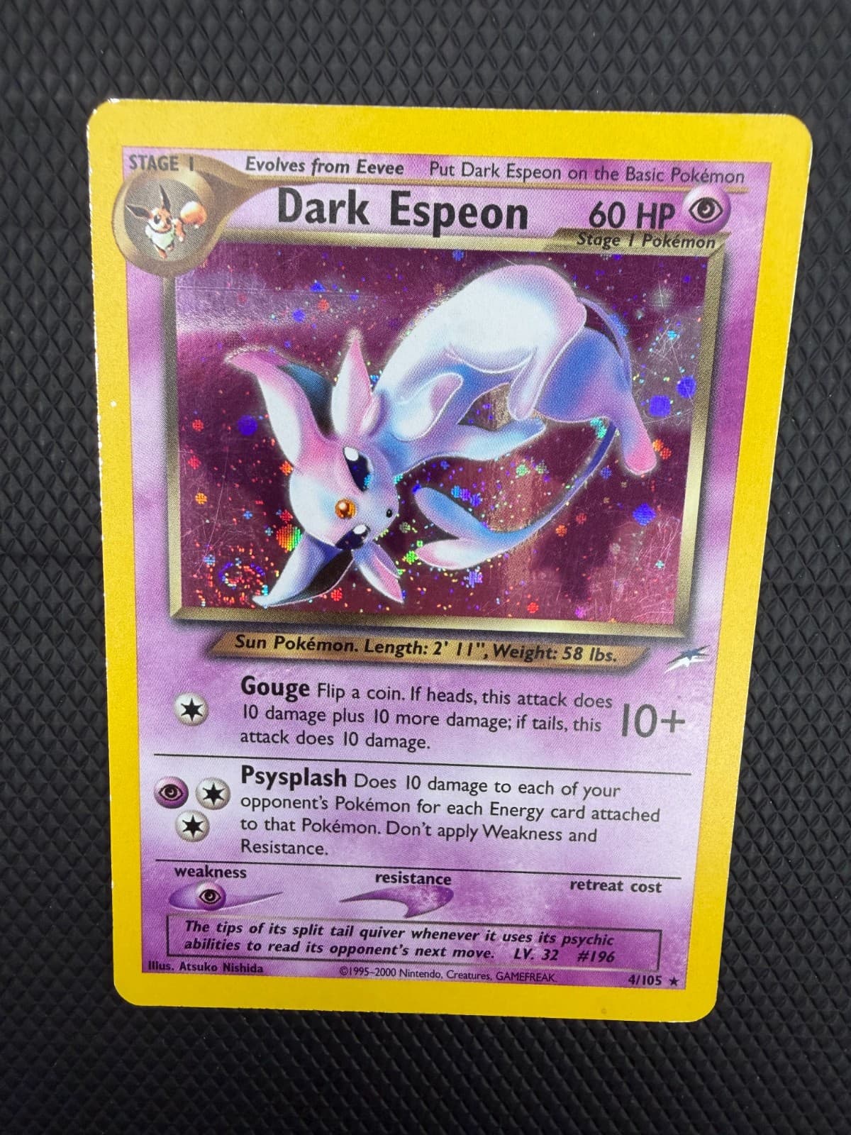 Pokemon Dark Espeon 4/105 Neo Destiny Holo Rare 🌀 SWIRL 🌀