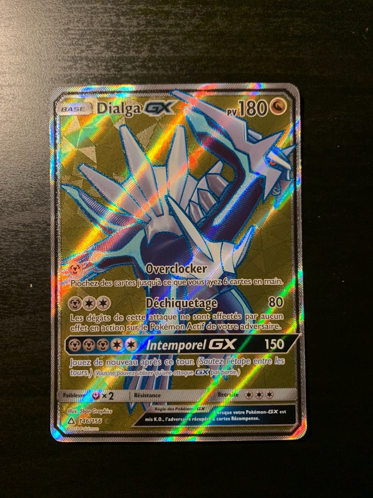 Carte Pokémon Dialga GX 146/156 SL5 Soleil & Lune Ultra Prisme FR NEUF