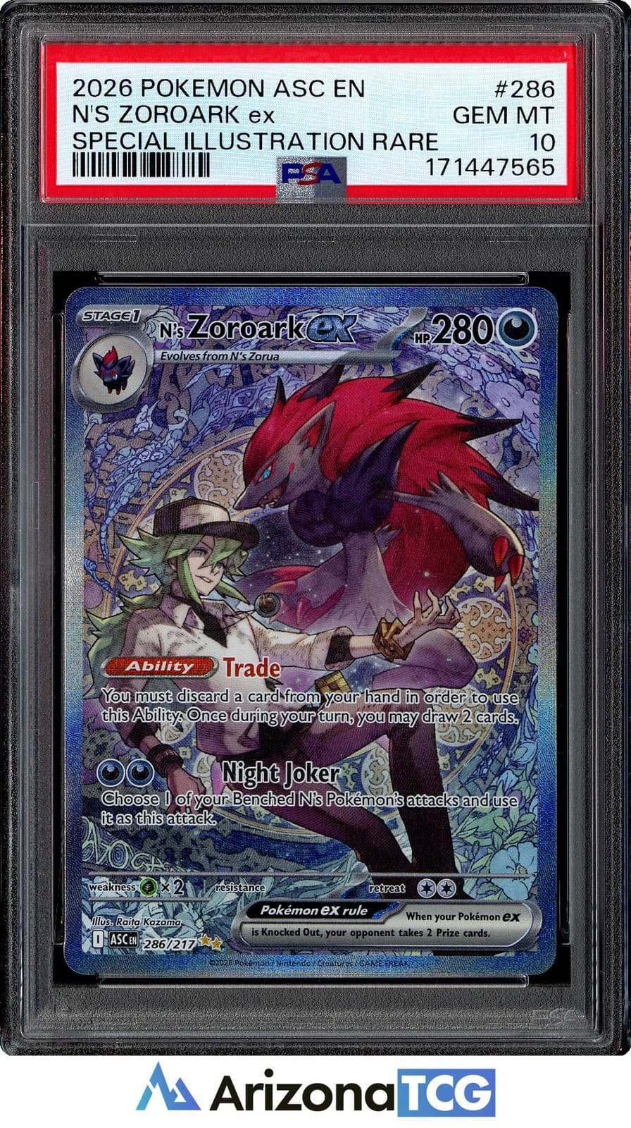 Pokemon 2026 N's Zoroark ex 286/217 SIR Ascended Heroes GEM MINT PSA 10