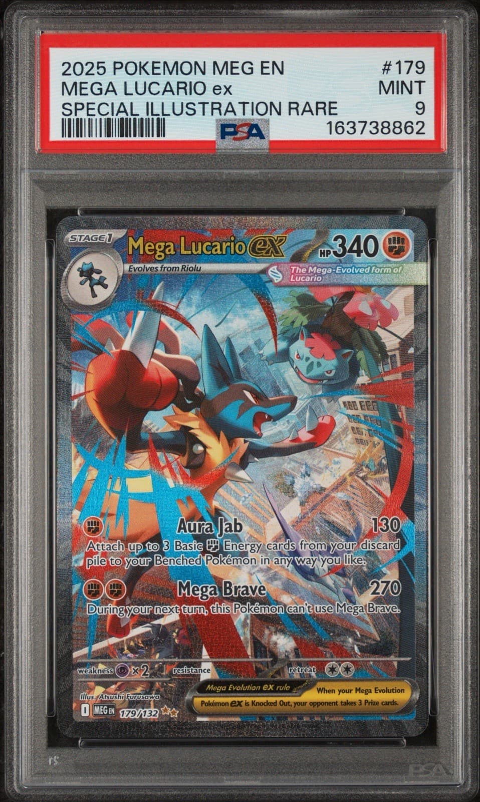 Pokémon TCG Mega Lucario ex #179/132 SIR Special Illustration Rare PSA 9 Mint