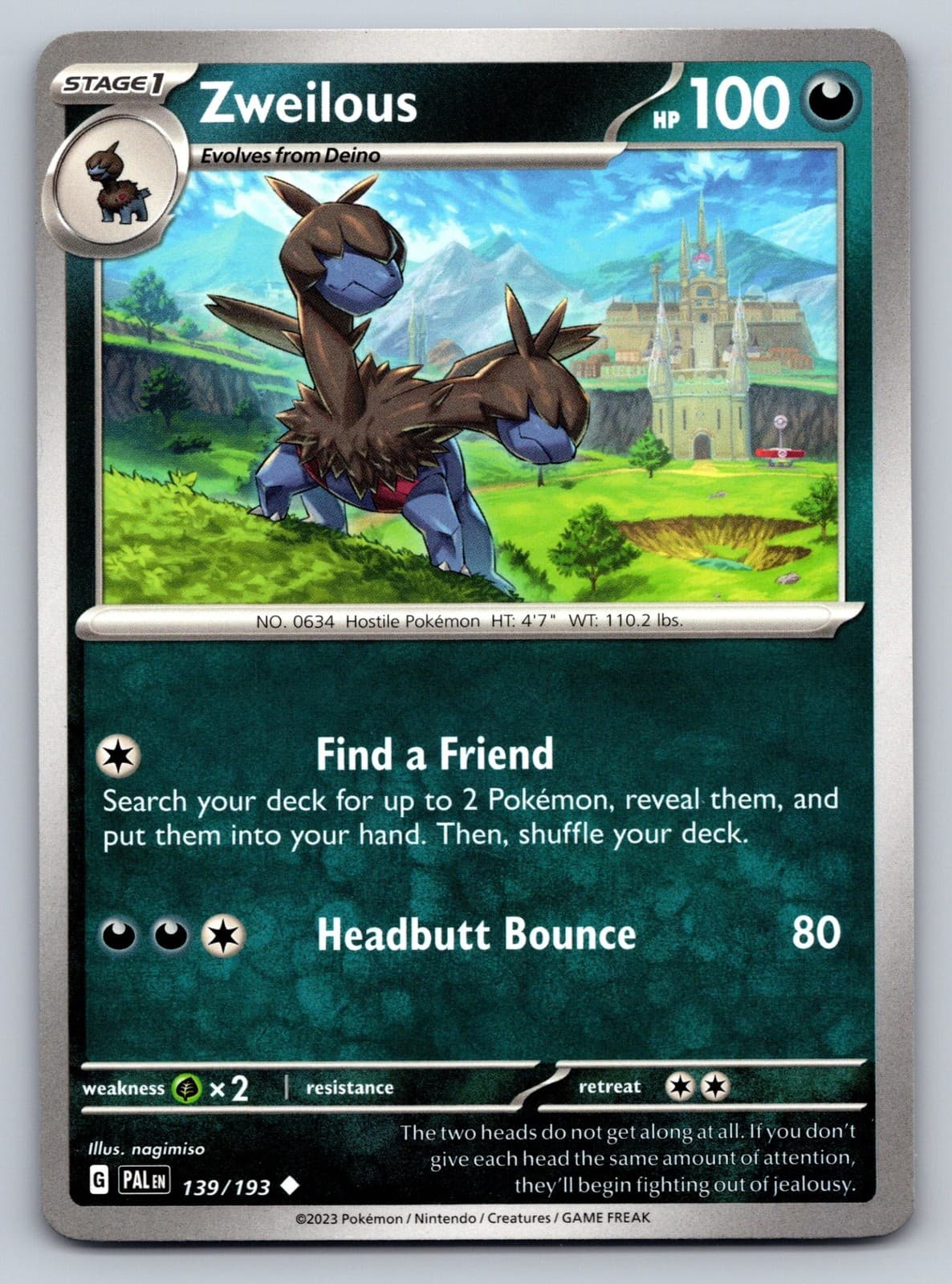 Zweilous 139/193 Paldea Evolved Pokemon Card - NM