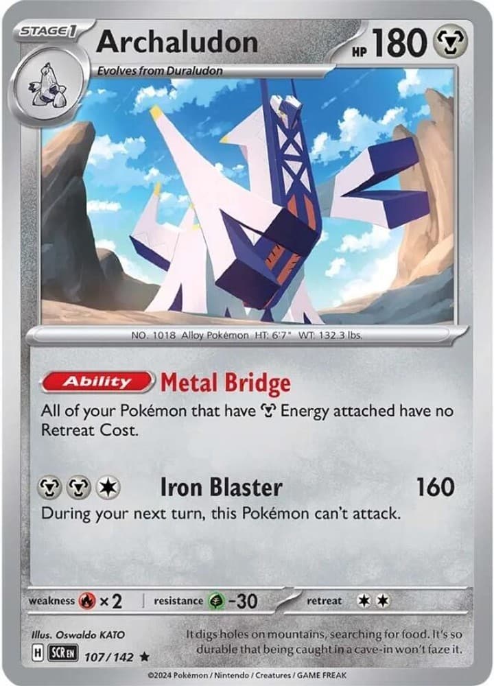 Pokemon Archaludon 107/142 Stellar Crown Rare Holofoil NM