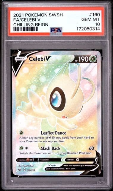 FA / CELEBI V 160/198 Pokemon SWSH Chilling Reign PSA 10 GEM