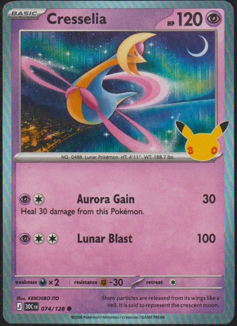 Cresselia 074/128 ME: 30th Celebration Pokemon Holo Near Mint