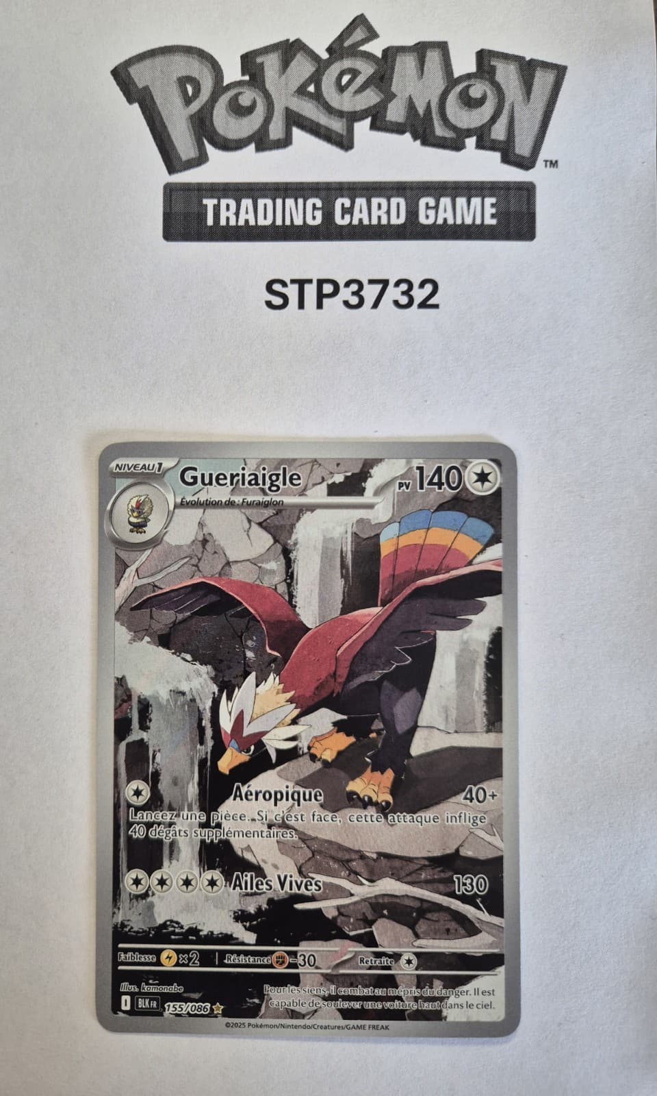 Carte Pokemon - Gueriaigle AR 155/086 - Foudre Noire BLK EV10.5 FR 