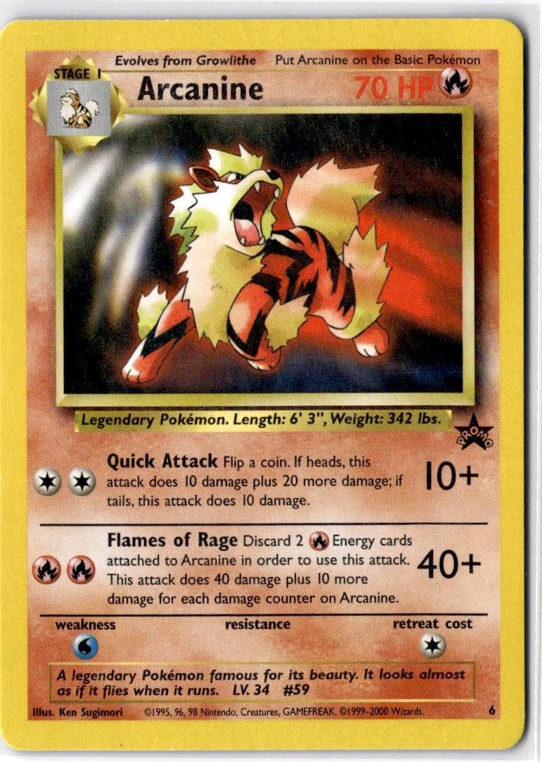 Arcanine 6 P Wizards Black Star Promos Pokemon