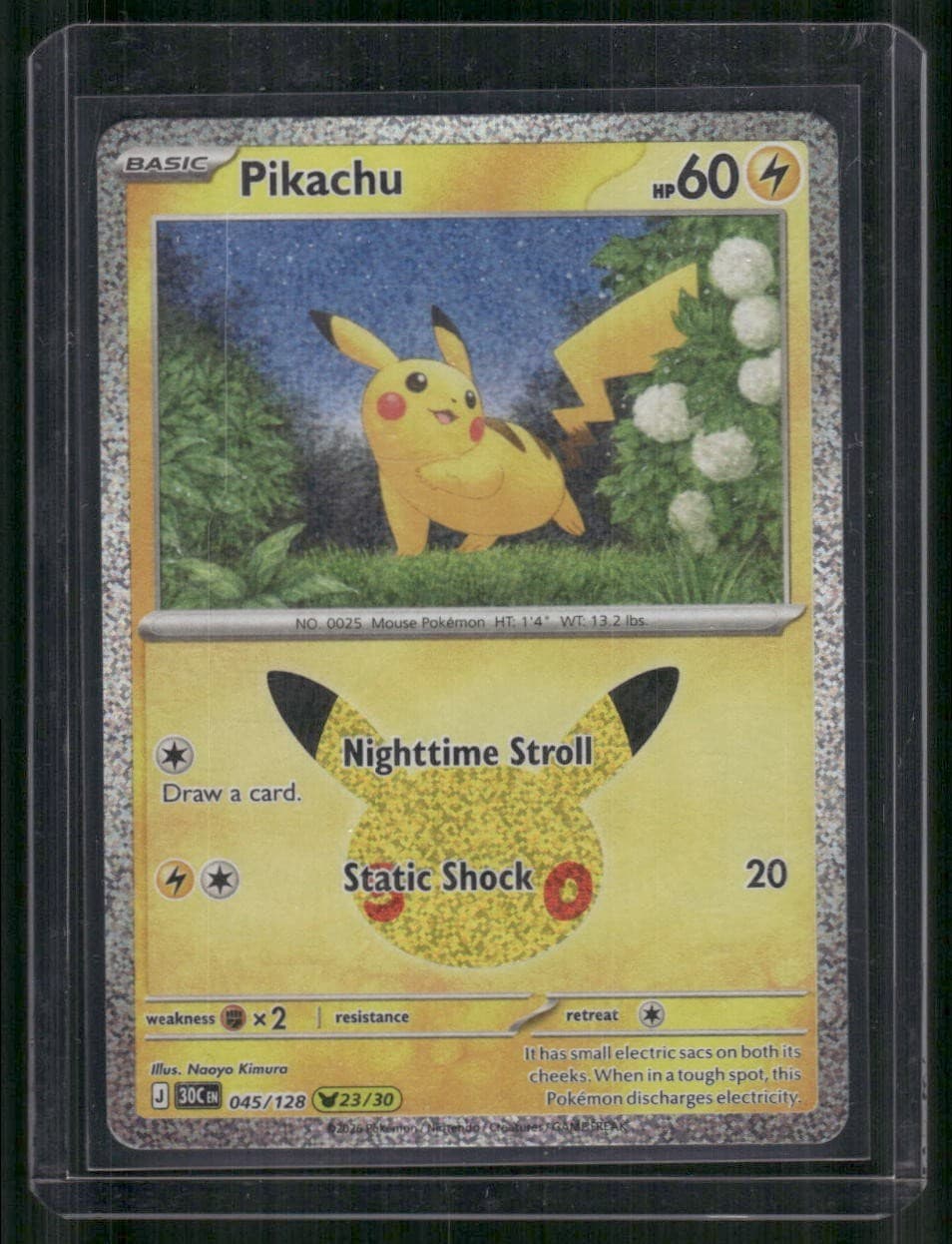 Pokemon TCG Pikachu 45/128 30th Celebration Pikachu Holo 23/30