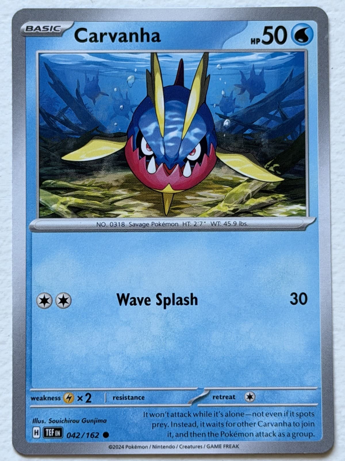 Carvanha 42/162 Temporal Forces Common Near Mint Pokemon