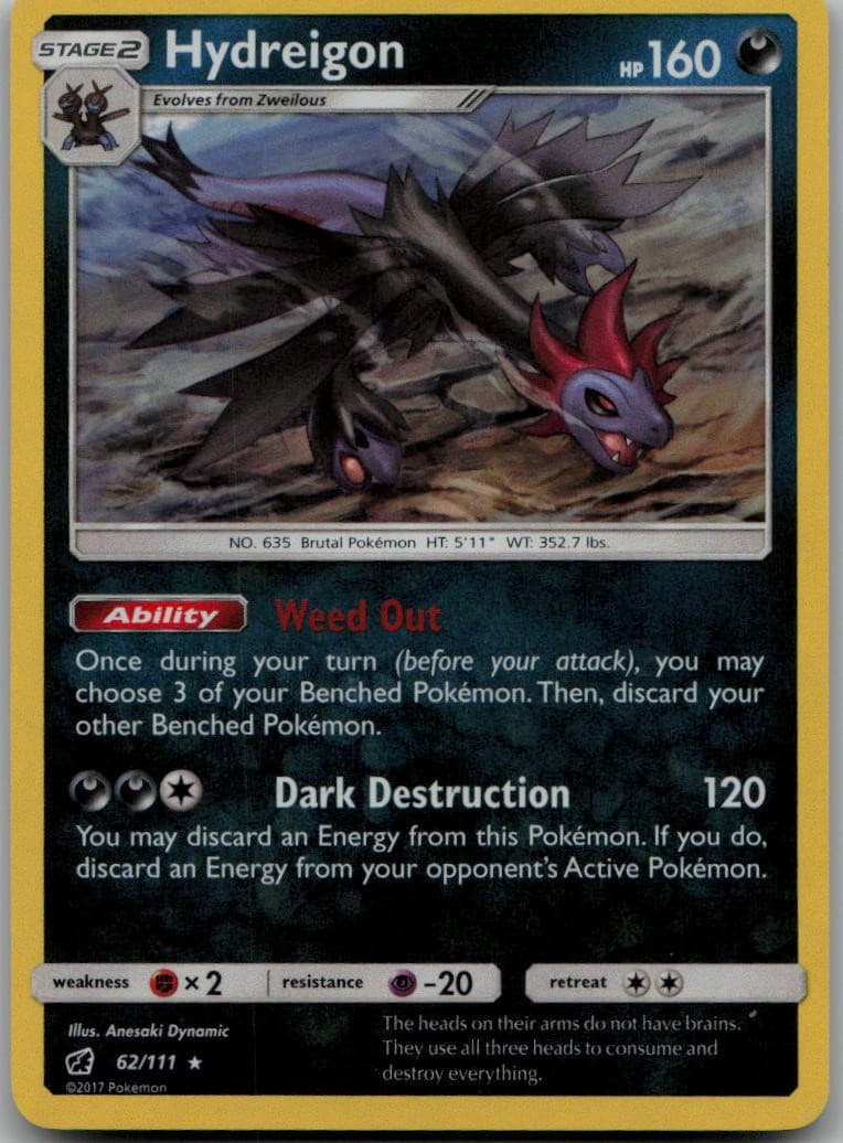 Hydreigon 62/111 Rare SM - Crimson Invasion LP Pokemon