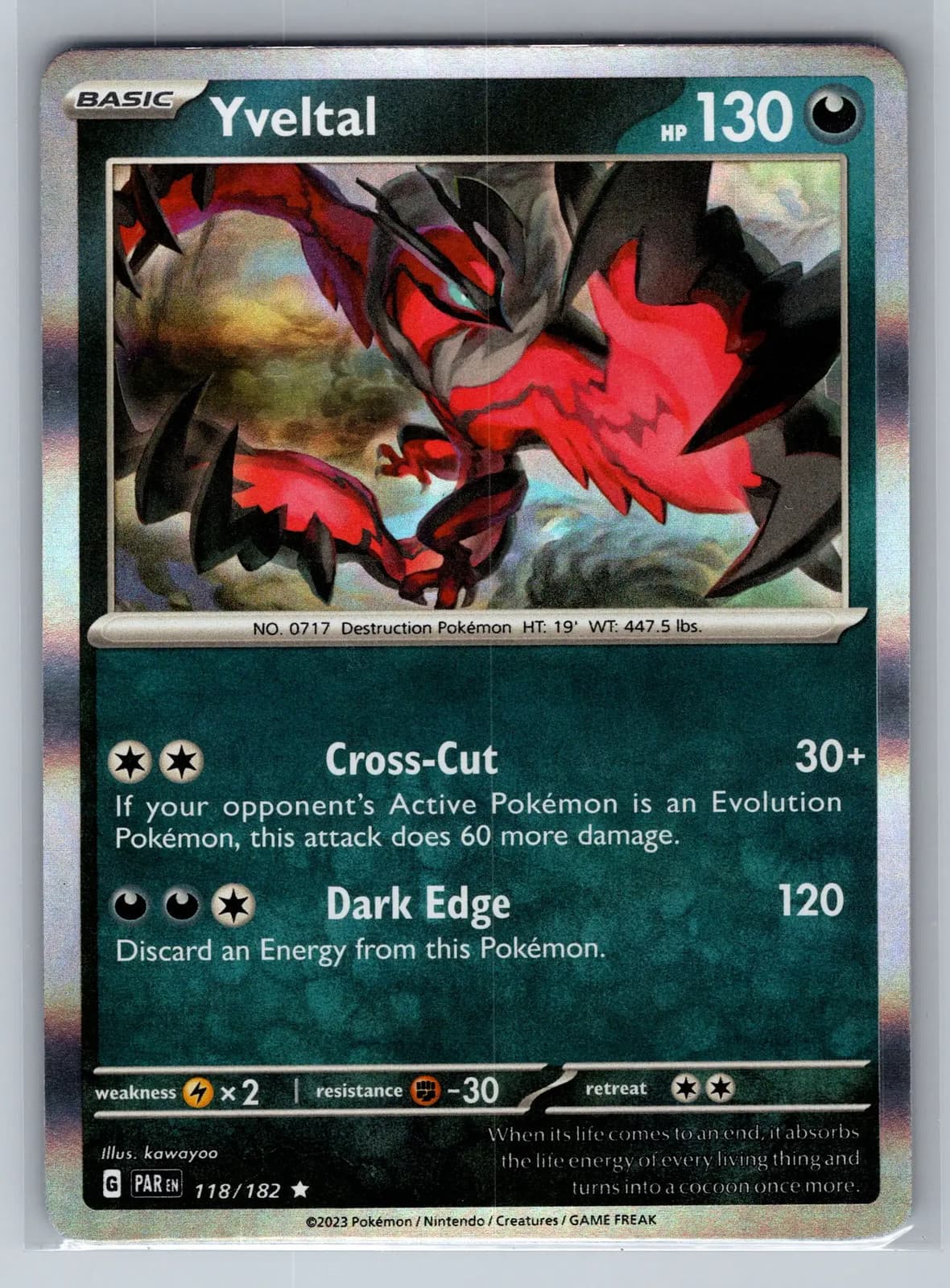 Yveltal #118/182 2023 Paradox Rift Pokemon TCG — photo 1 of 2