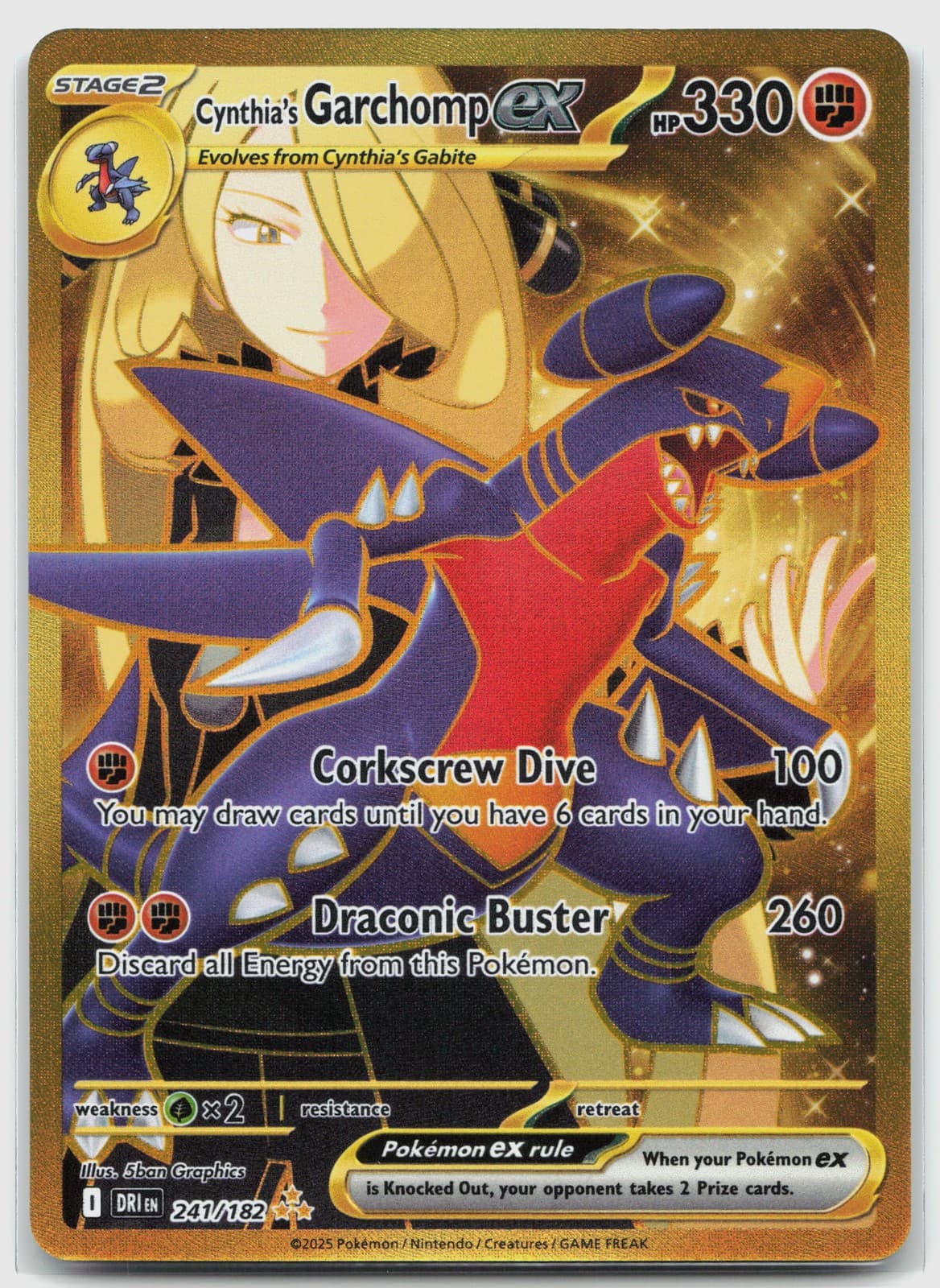 Cynthia's Garchomp ex 241/182 (NM) - Destined Rivals - Hyper Rare - Pokemon TCG