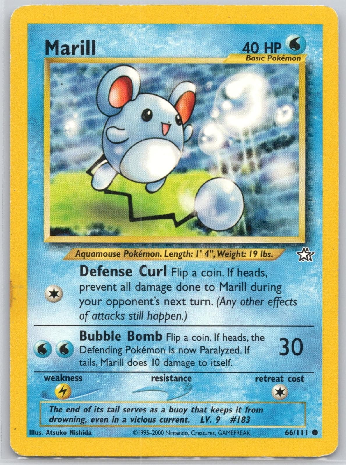 Marill 66/111 Common Neo Genesis Pokemon Unlimited Heavily Played