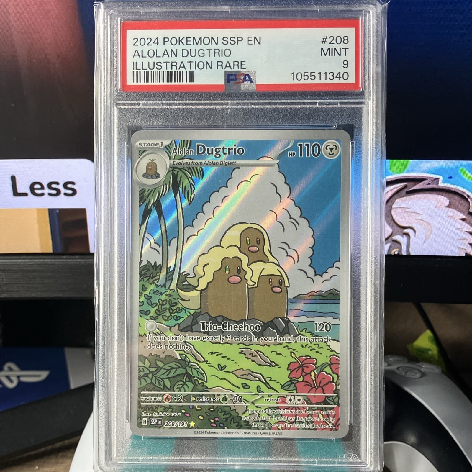 Pokemon TCG Alolan Dugtrio 208/191 Surging Sparks Illustration Rare Holo PSA 9