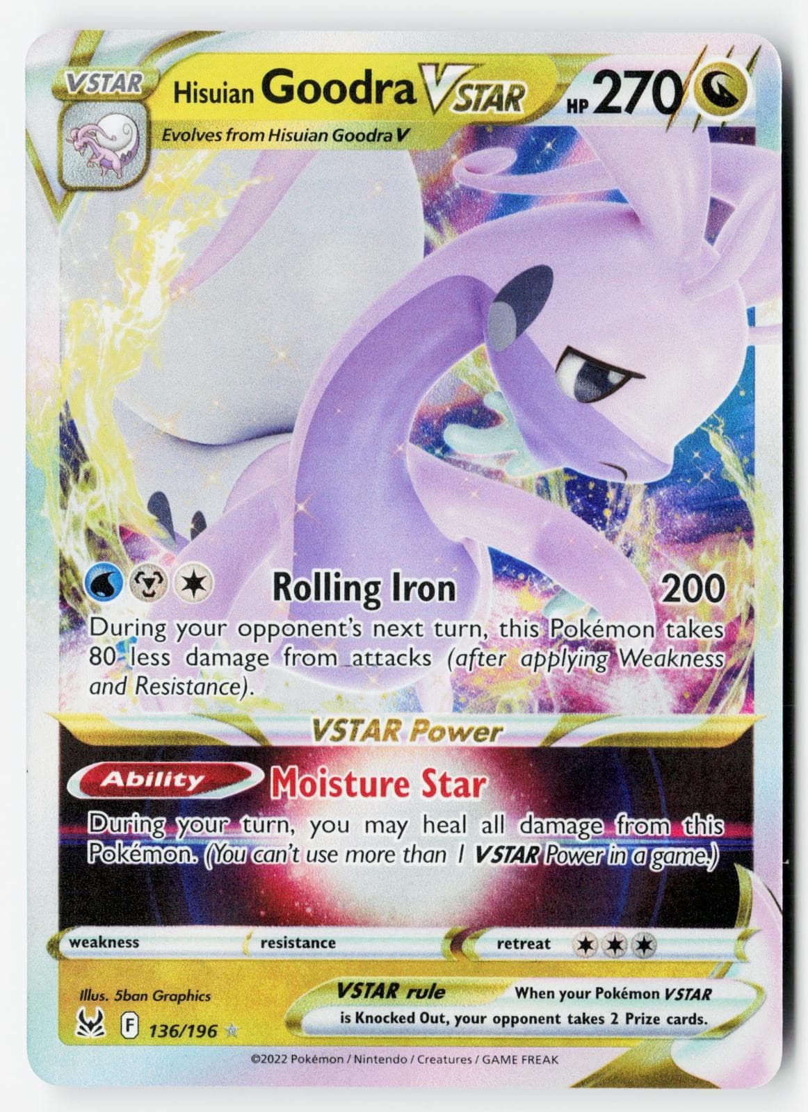 Hisuian Goodra VSTAR 136/196 Holo Lost Origin Pokemon NM 5ban Graphics