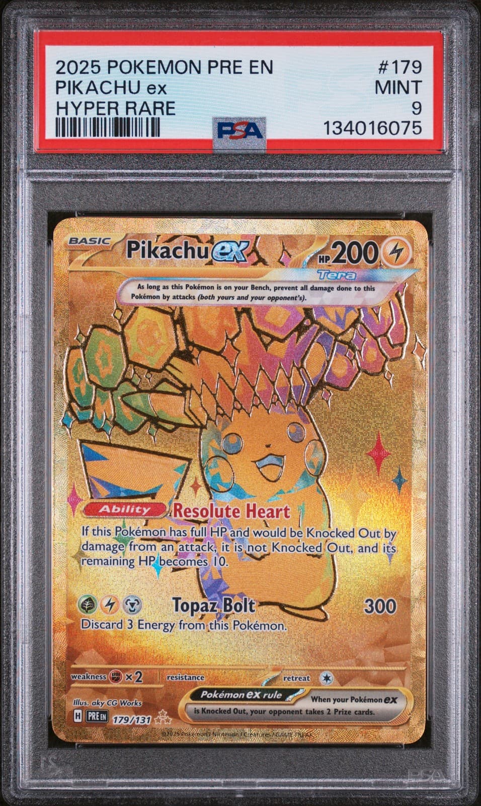 2025 Pokemon Pre En-Prismatic Evolutions #179 Pikachu ex Hyper Rare PSA 9