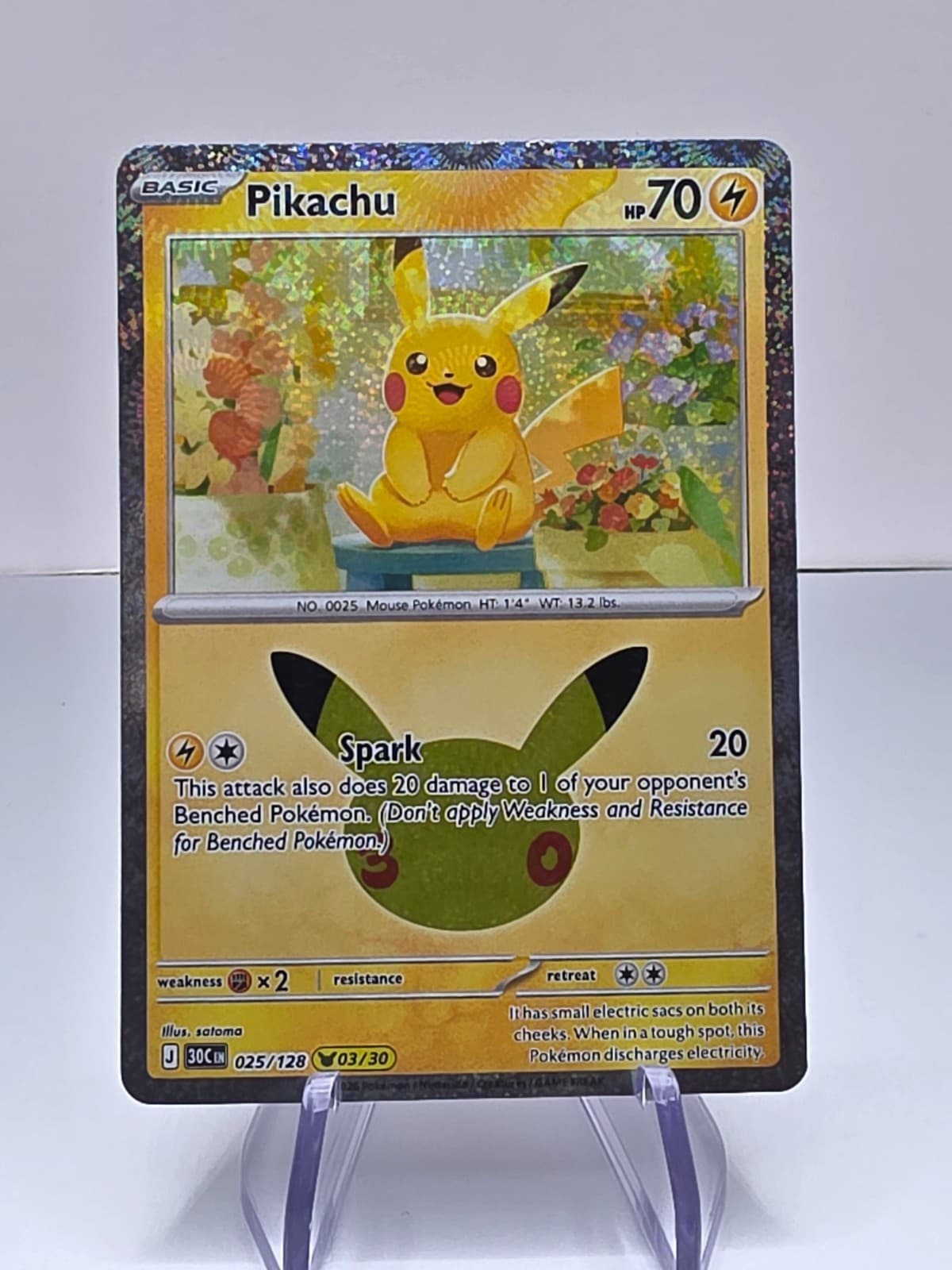 Pikachu - 25/128 30th Celebration 03/30 Holo NM Pokemon TCG