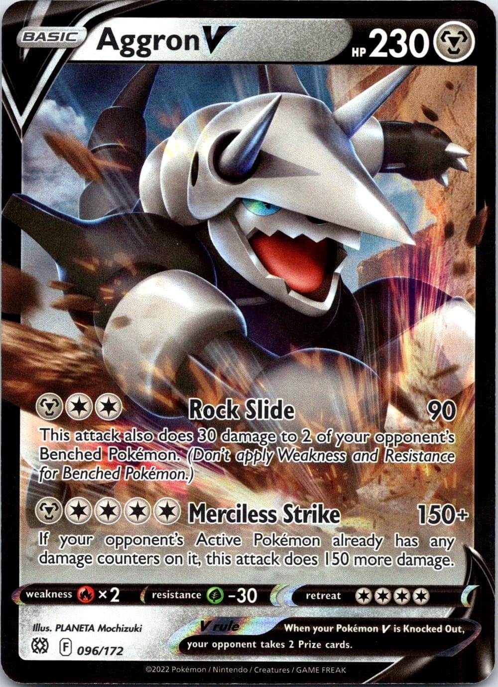 Aggron V 096/172 Holo Ultra Rare Brilliant Stars Pokemon Near Mint