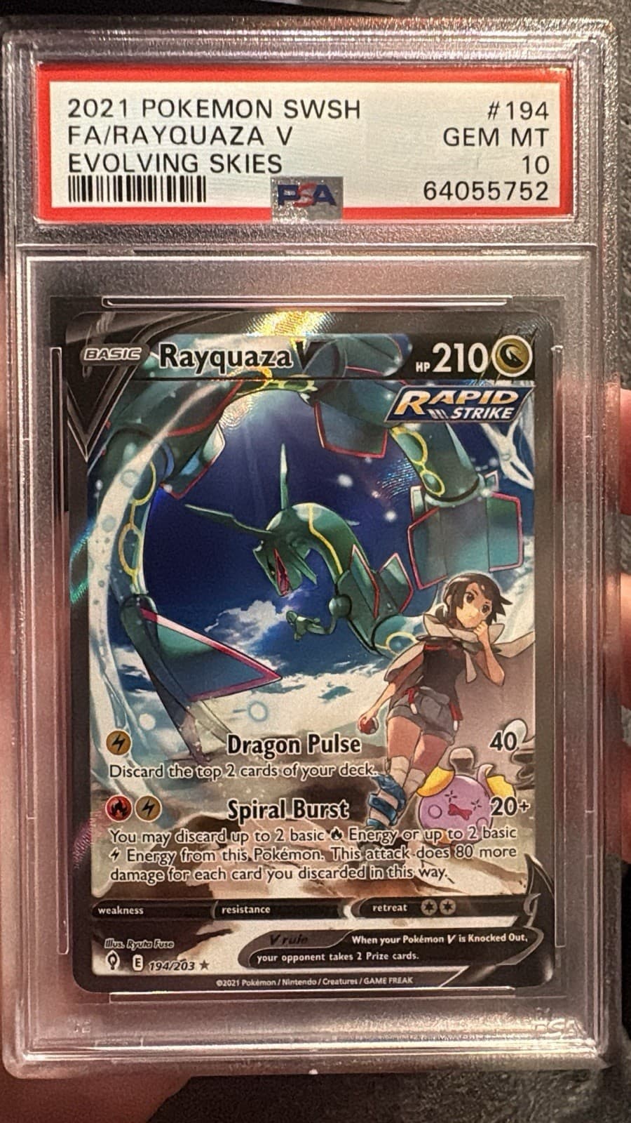 Rayquaza V (Alternate Full Art) 194/203 PSA 10 Evolving Skies Holo