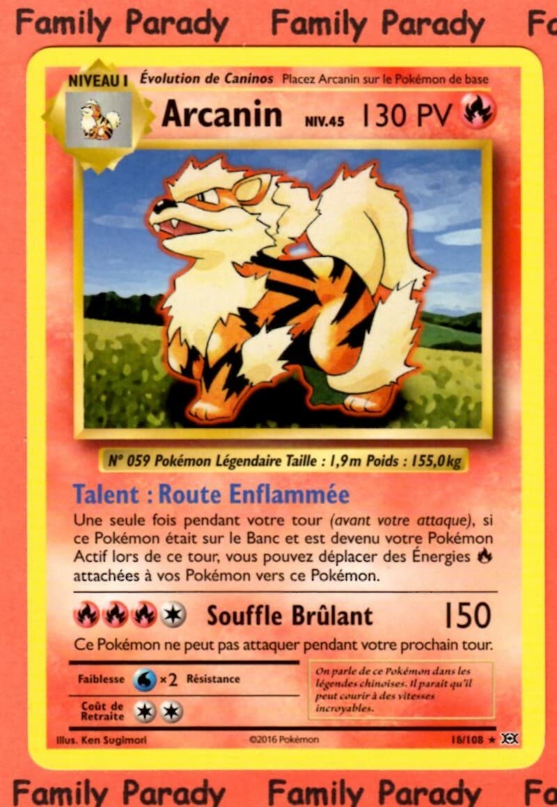 Arcanin 130pv 18/108 XY Evolutions Carte Pokemon Rare neuve fr