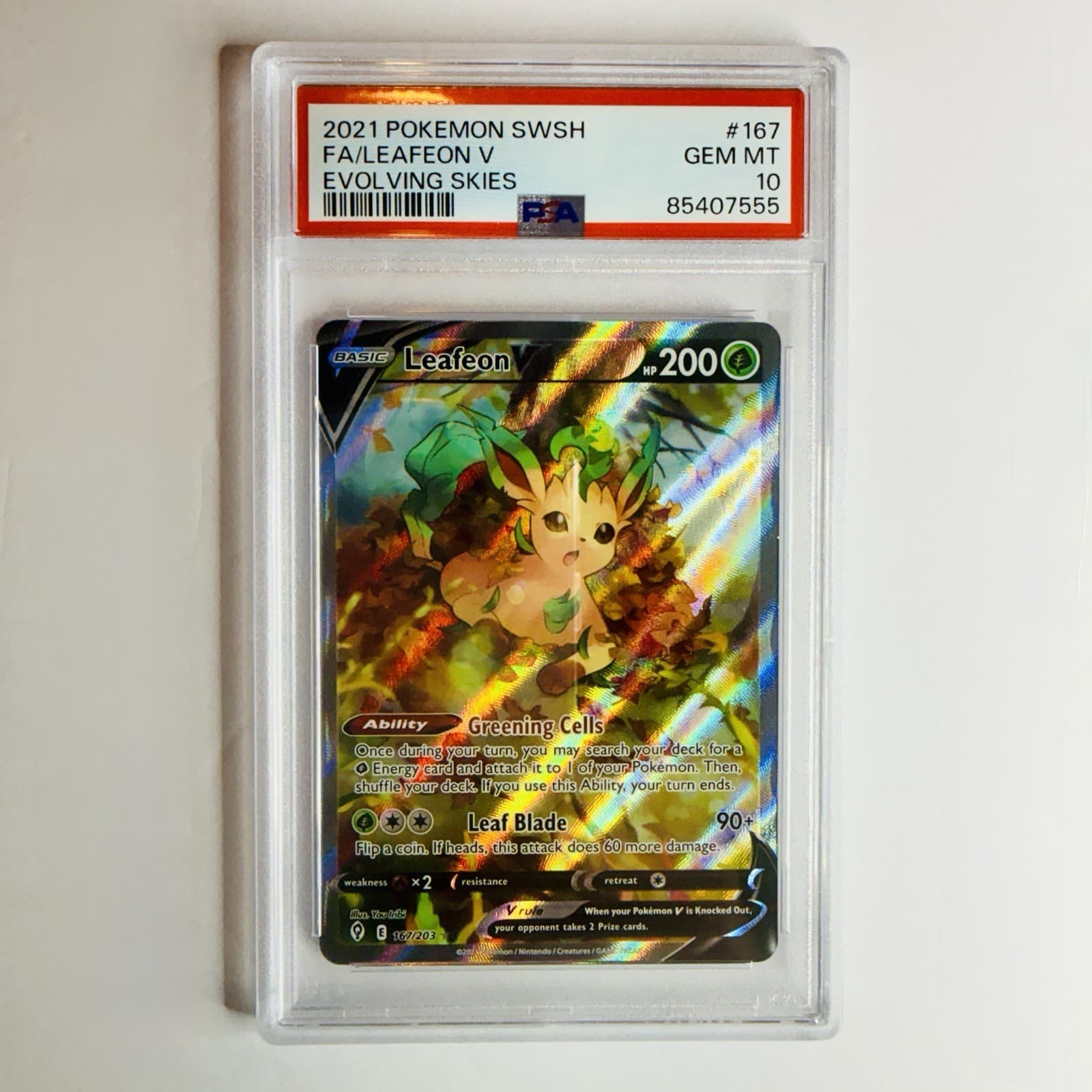 Leafeon V 167/203 Alternate Art 2021 Pokemon SWSH Evolving Skies - Graded PSA 10