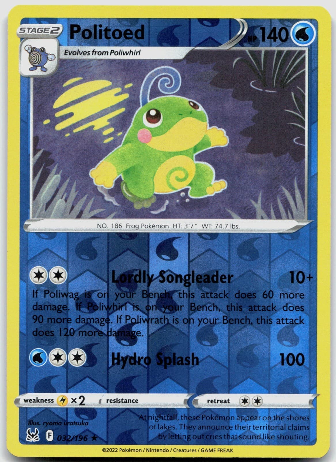 Politoed 032/196 SWSH11: Lost Origin POKEMON TCG Rare