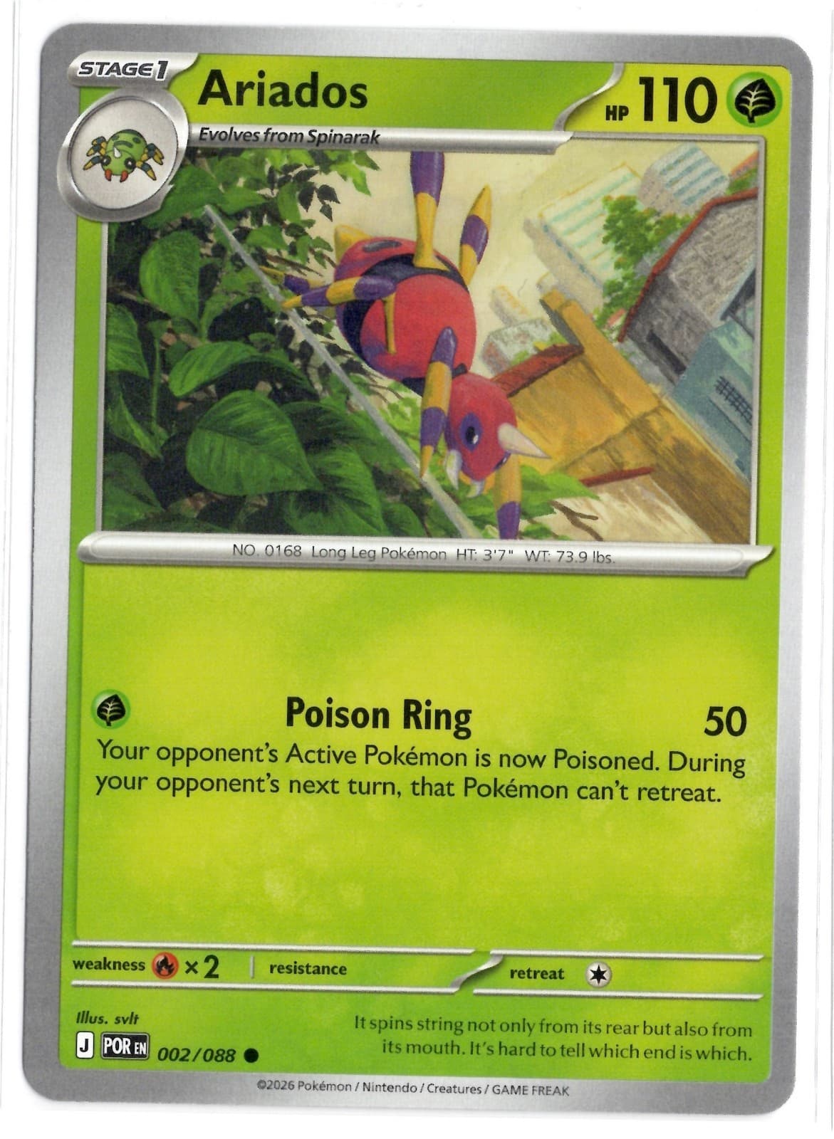 Ariados 002/088 Perfect Order Common Pokemon Card NM