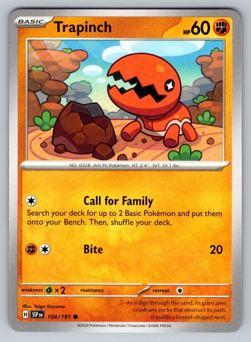 Trapinch 104/191 Common Surging Sparks Pokemon Near Mint