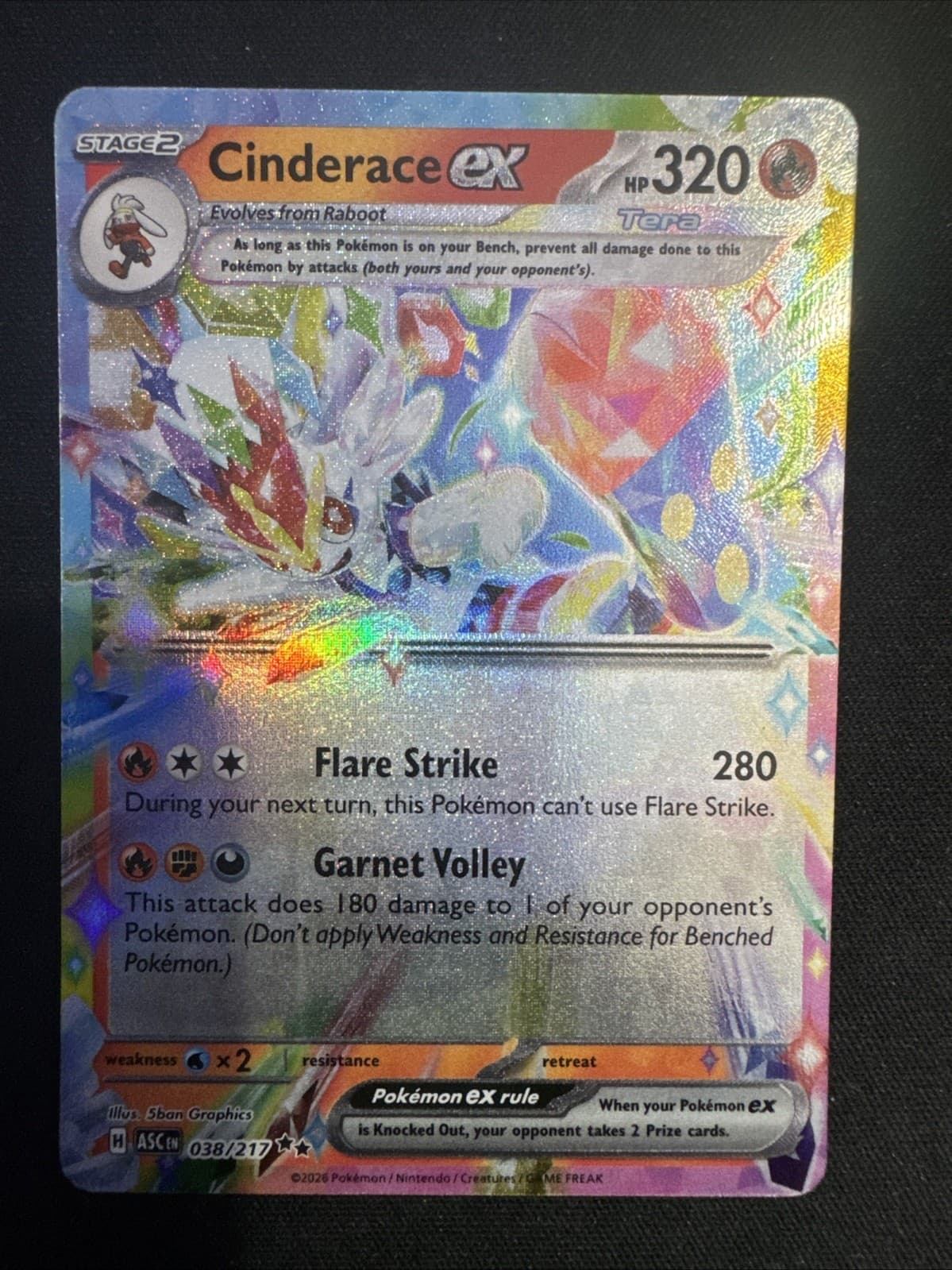 Cinderace ex #38/217 (Holo) (NM) ME: Ascended Heroes ASC Pokemon