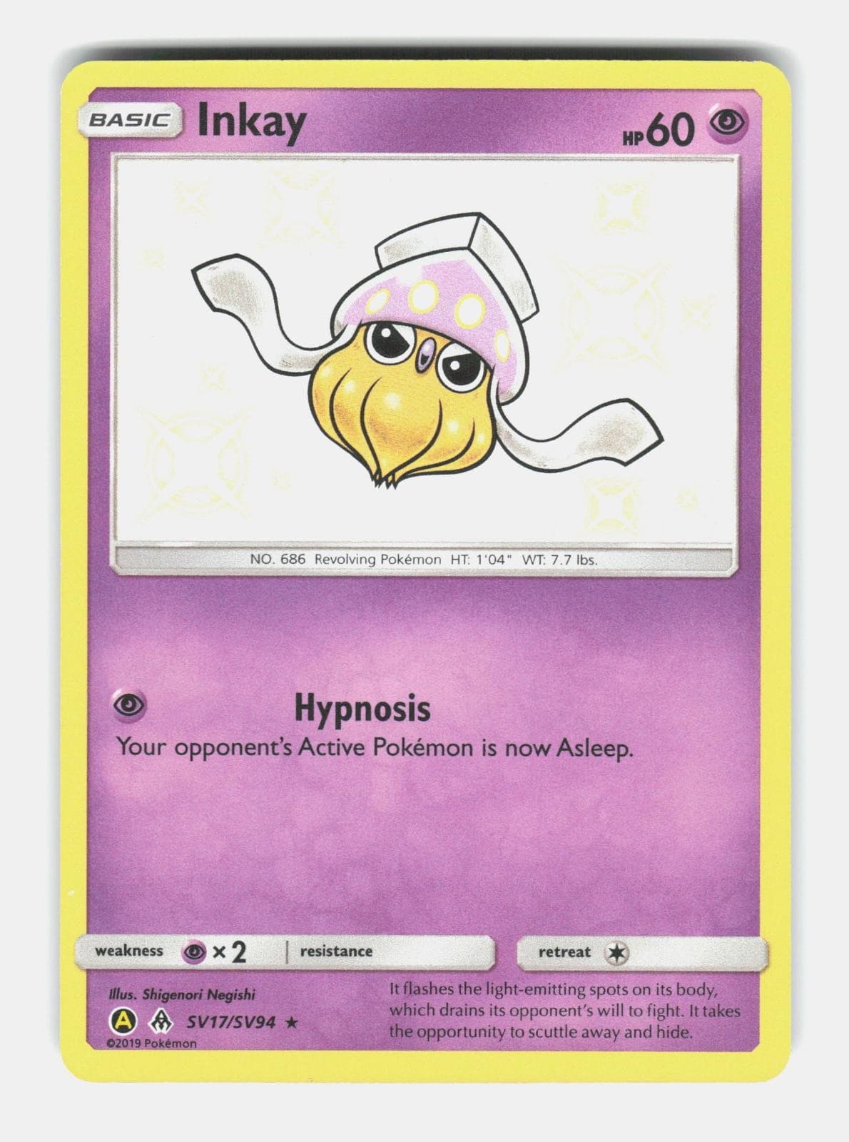 Inkay SV17/SV94 Shiny Rare Hidden Fates Shiny Vault Pokemon Holo Near Mint
