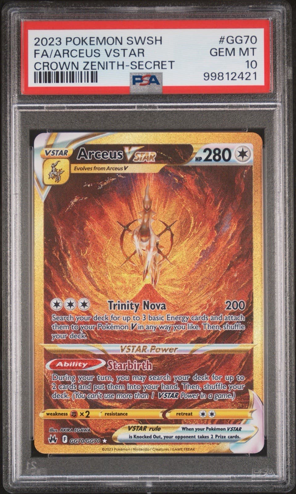 Arceus VSTAR (Secret) GG70/GG70 SWSH: Crown Zenith: Galarian Gallery Holo PSA 10