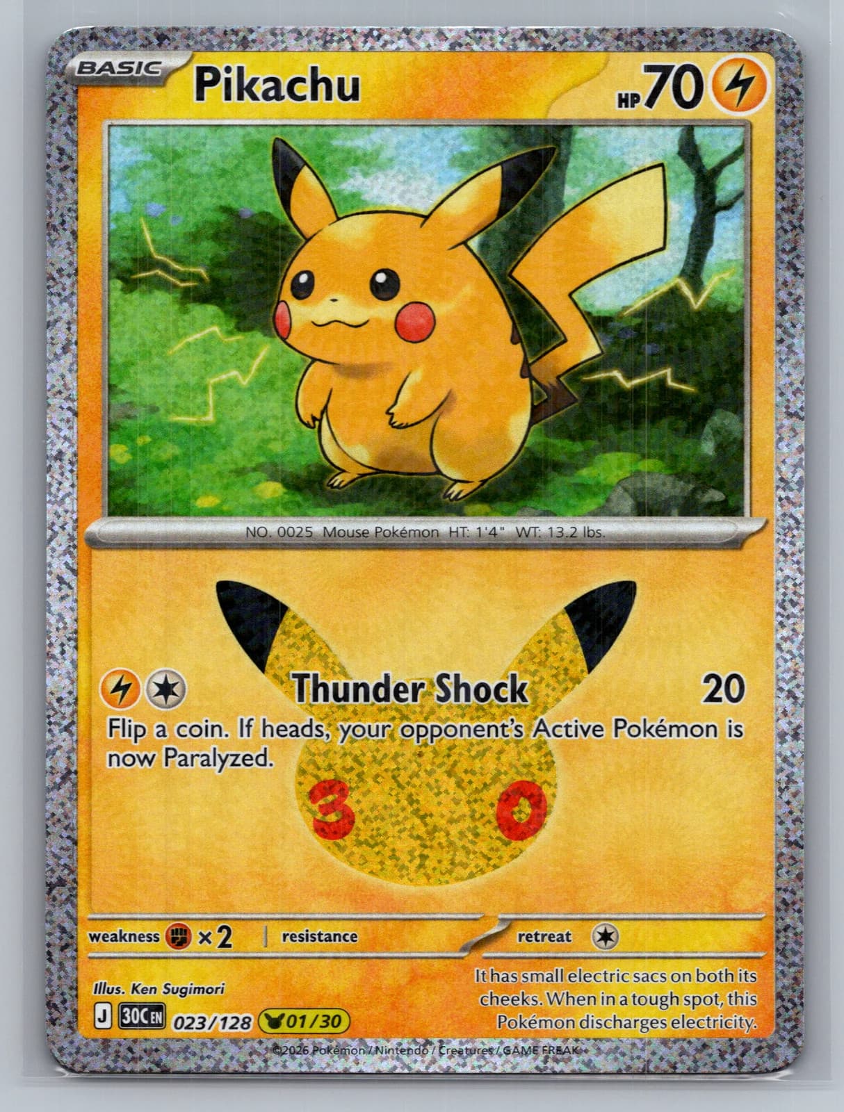 Pikachu #23/128 2026 30th Celebration Pokemon TCG