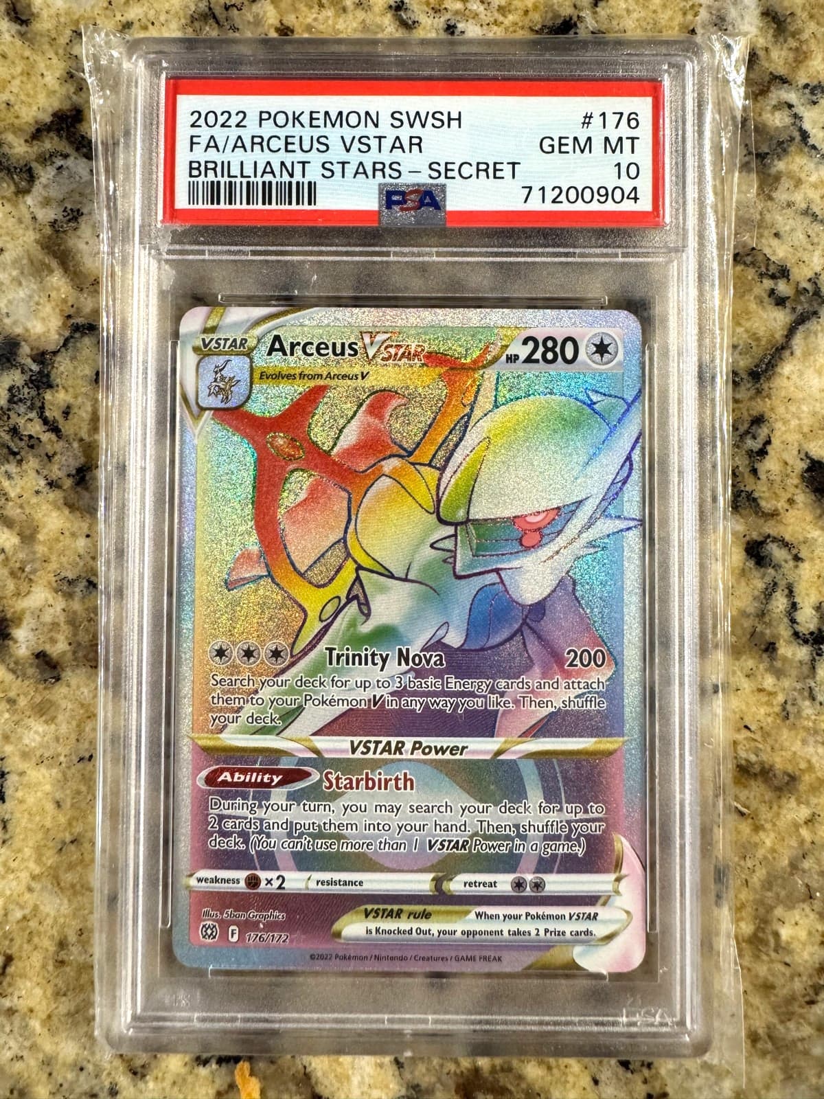 2022 Pokemon Brilliant Stars 176/172 Arceus VSTAR Secret Rare Holo PSA 10