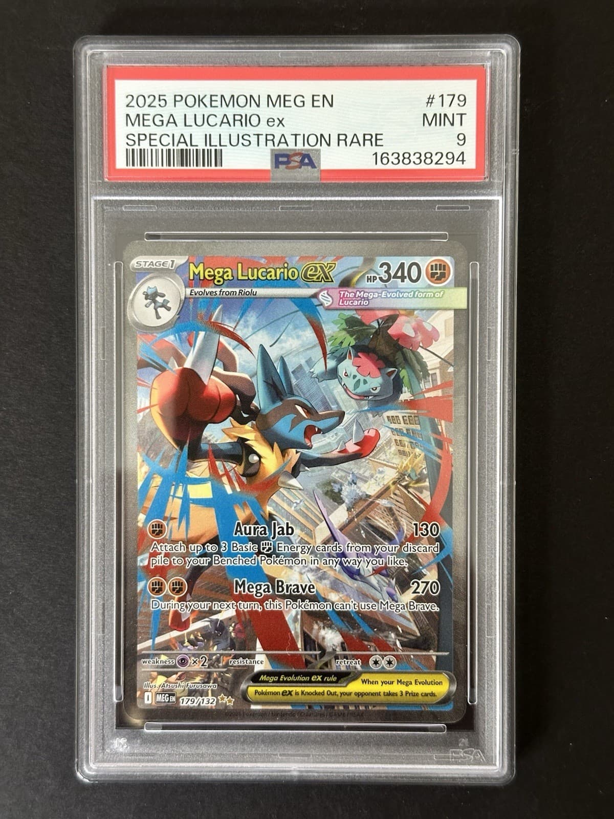 2025 Pokemon Mega Lucario Ex 179/132 PSA 9 #179 Mega Evolutions SIR