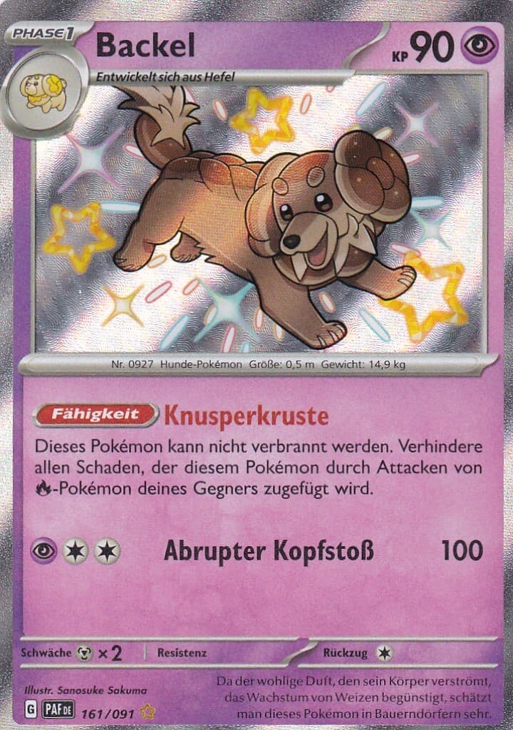 Backel 161/091 Shiny Paldeas Schicksale Pokemon Karte Deutsch