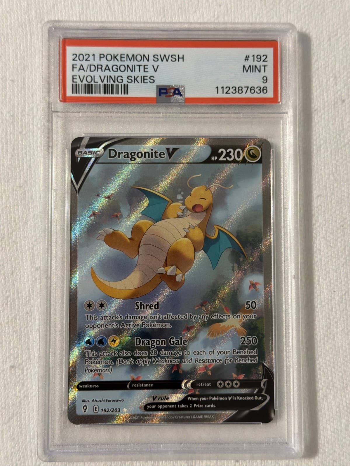 Pokemon Dragonite V Evolving Skies Full Alt Art 192/203 PSA 9 Mint
