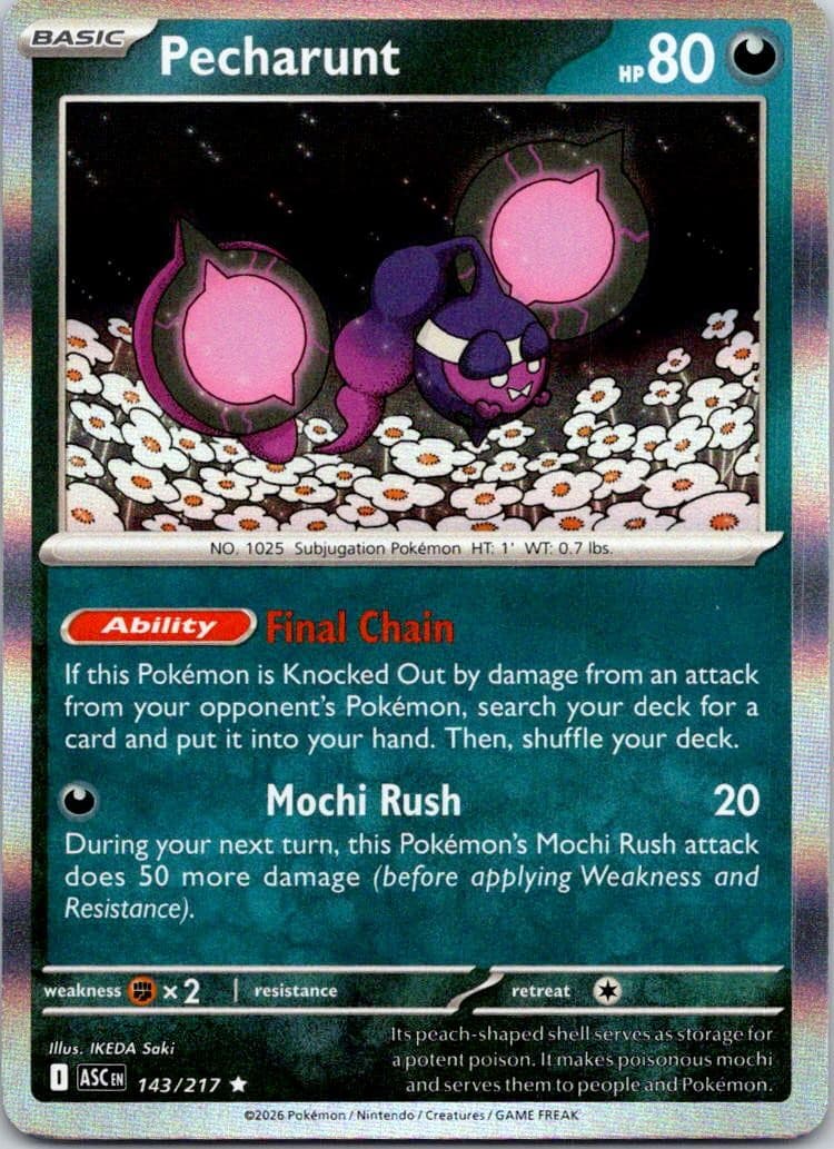 Pecharunt 143/217 Rare Ascended Heroes Pokemon Holo Near Mint