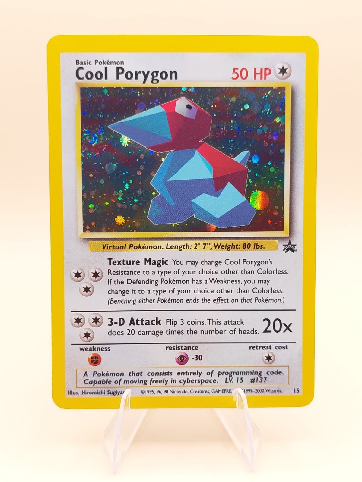 Cool Porygon Holo Rare Pokemon Black Star Promo #15 WOTC 1999-2000 SWIRL