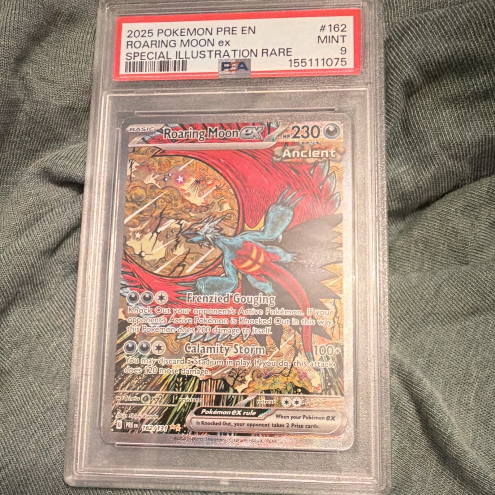 Roaring Moon ex Sv: Prismatic Evolutions SIR Holo PSA 9 EN 162/131