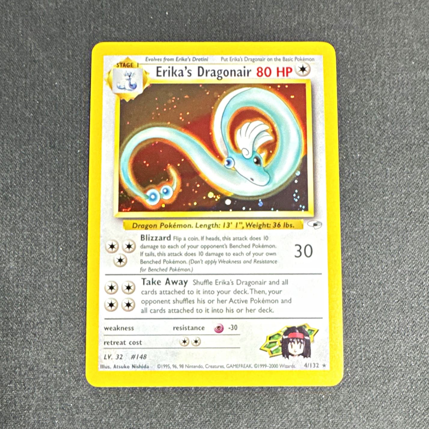Erika's Dragonair Gym Heroes Holo Rare 4/132 Pokemon TCG English 2000 Unlimited