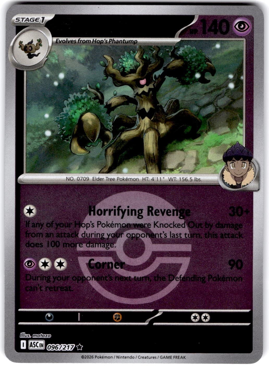 Pokemon Hop's Trevenant Ascended Heroes 96/217 Pokeball Holo Near Mint English