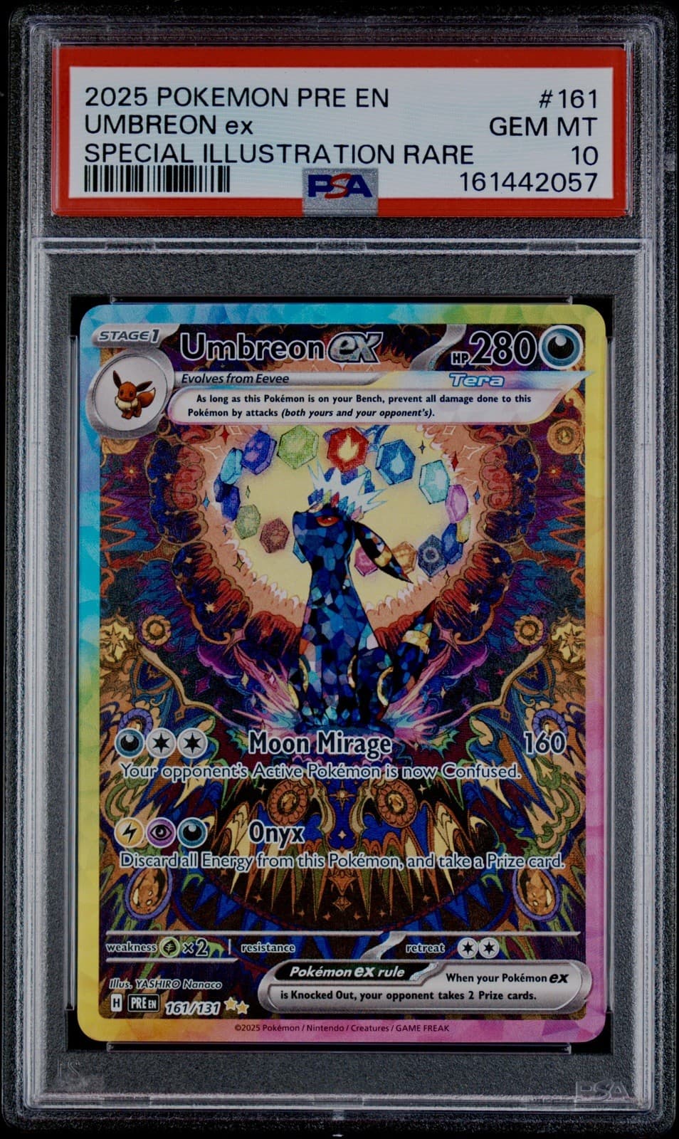 Pokemon 2025 Umbreon ex 161/131 SIR Prismatic Evolutions GEM MINT PSA 10