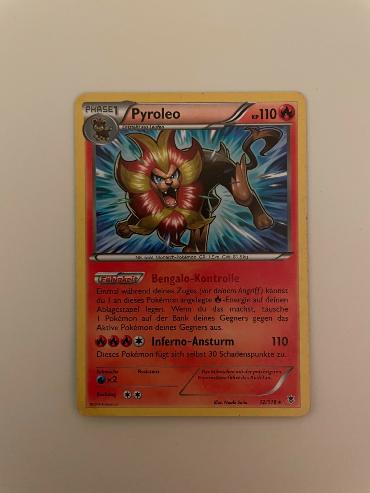 Pokemon Karte - Pyroleo - Nr. 12/119 - Deutsch