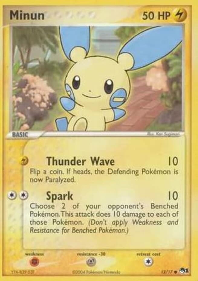 1x Minun - 12/17 - Common Moderately Played Pokemon Pop Series
