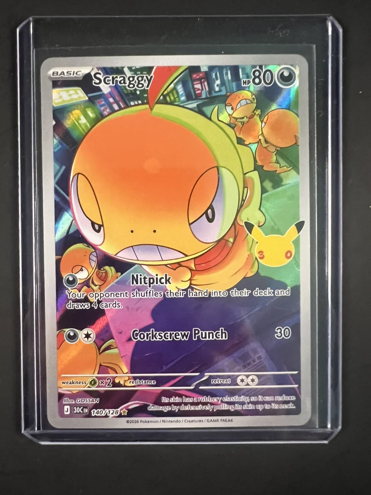 Scraggy 140/128 IR Holo 30th Celebration Pokemon TCG NM/M