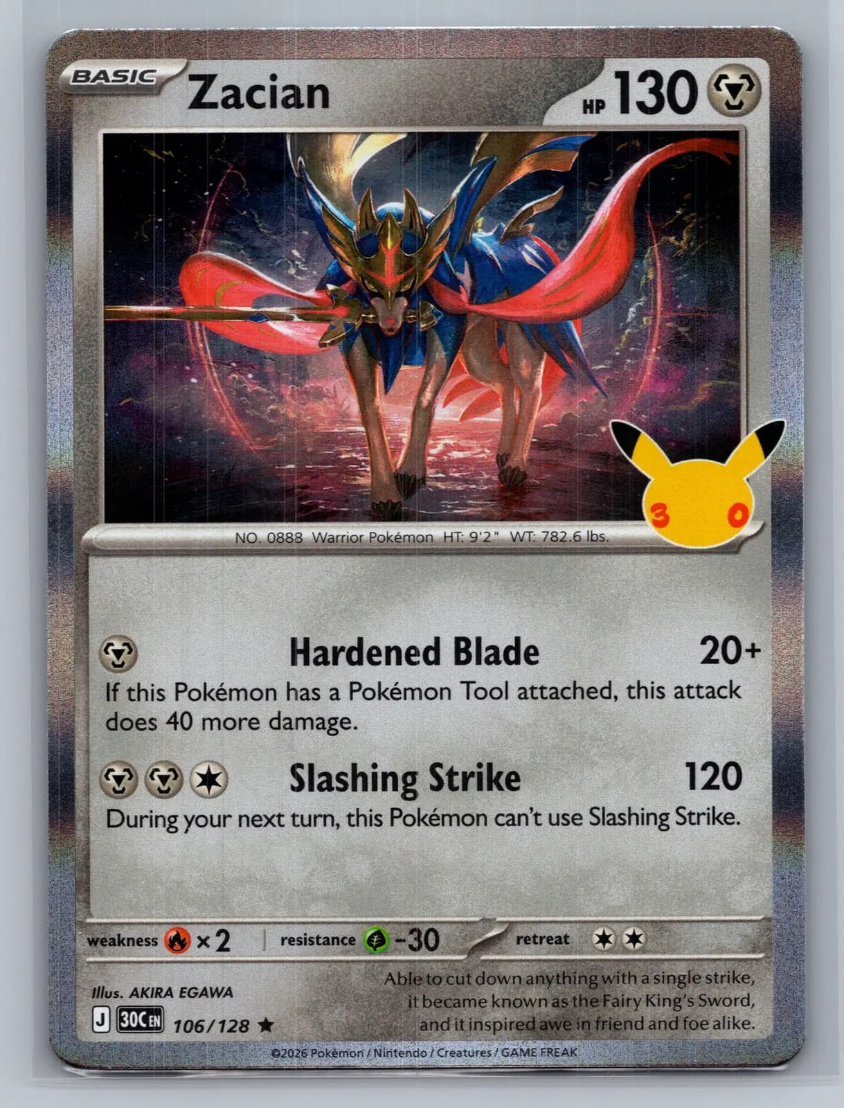 Zacian #106/128 2026 30th Celebration Pokemon TCG